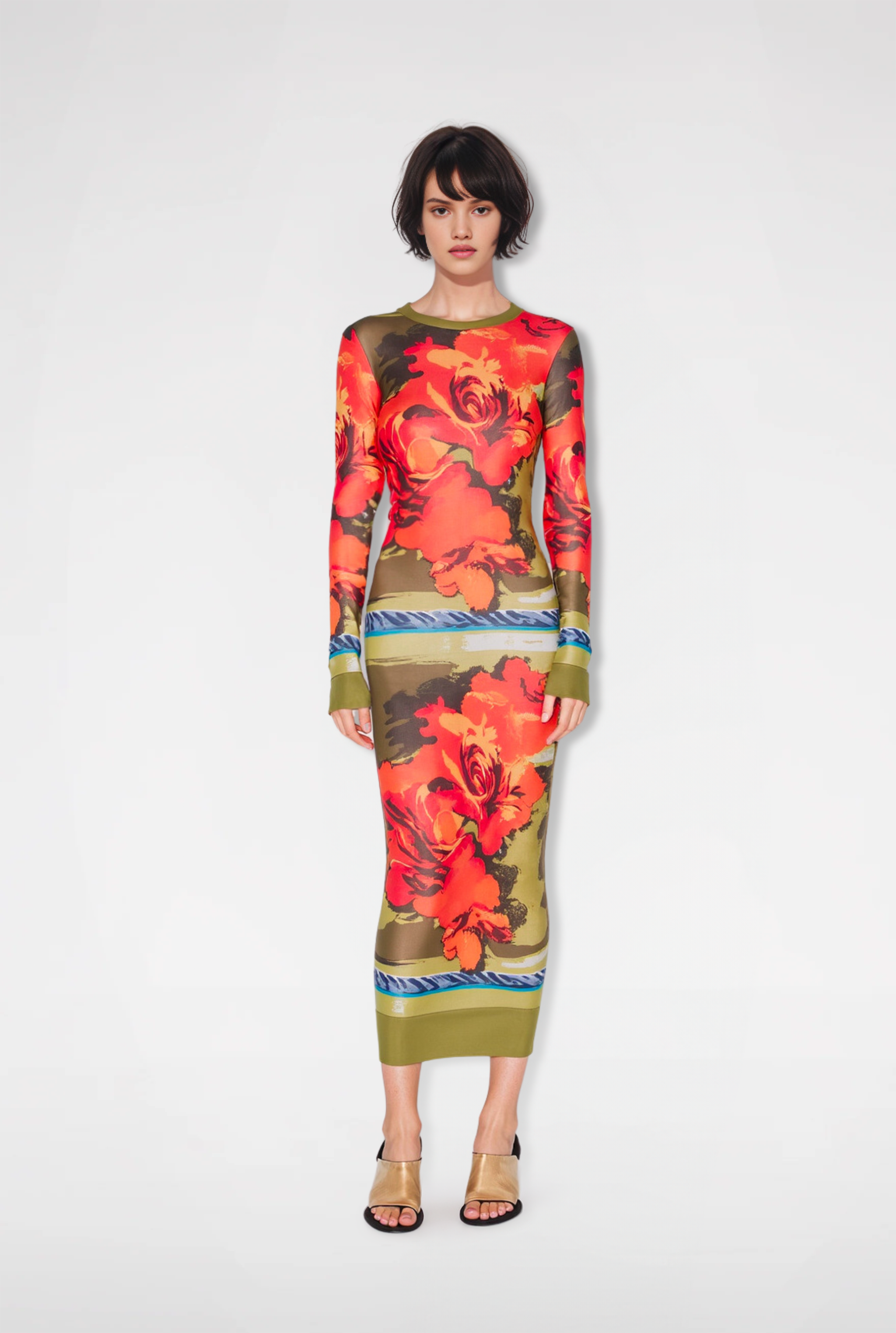 Victoria Fiery Floral Printed Maxi Dress - Multicolor