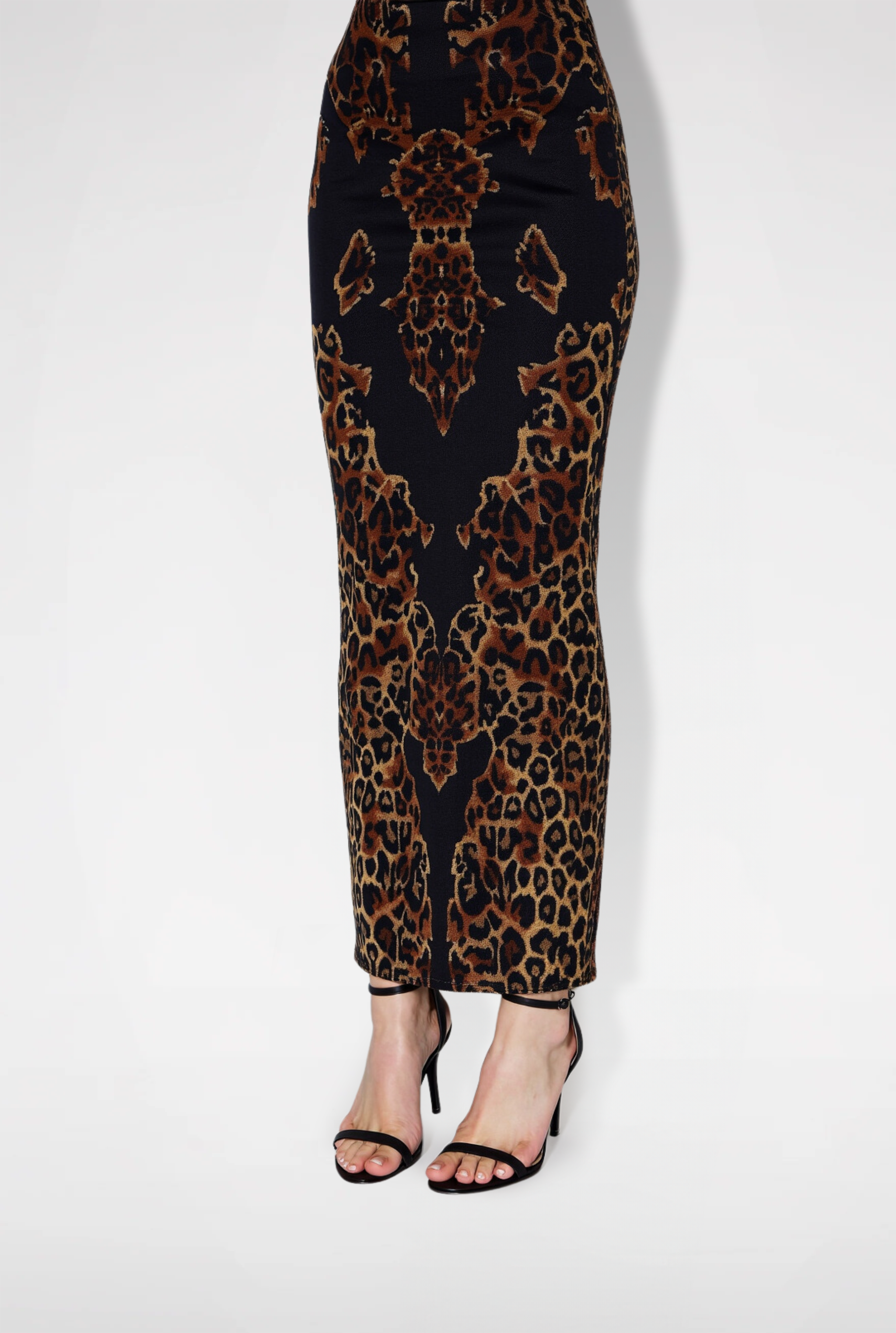 Mia Leopard Print Pencil Skirt - Black/Brown
